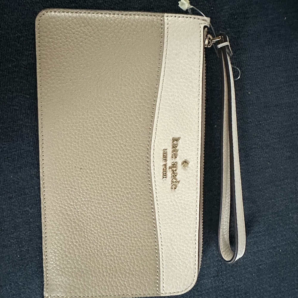 Kate Spade Taupe and Cream Wristlet